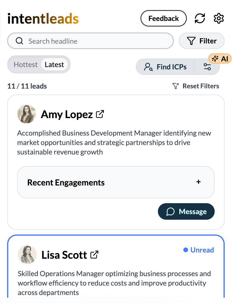 Intentleads Chrome extension screenshot